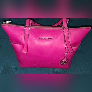 Michael Kors Pink Saffiano Leather Tote With Dust Bag